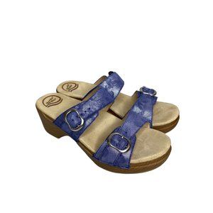 Dansko Women Sandals Sophie Shimmer Blue Platform Size 9 fits like a 8.5